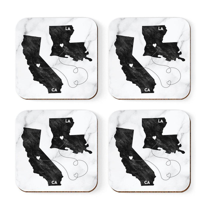 Square Coffee Drink Coasters Long Distance Gift, California-Set of 4-Andaz Press-Alabama-