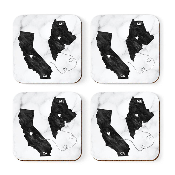 Square Coffee Drink Coasters Long Distance Gift, California-Set of 4-Andaz Press-Alabama-