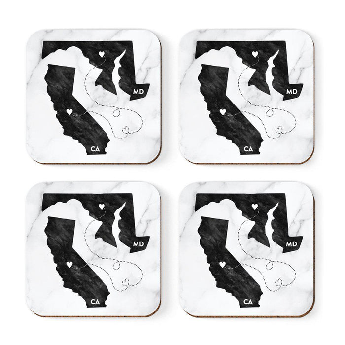Square Coffee Drink Coasters Long Distance Gift, California-Set of 4-Andaz Press-Alabama-