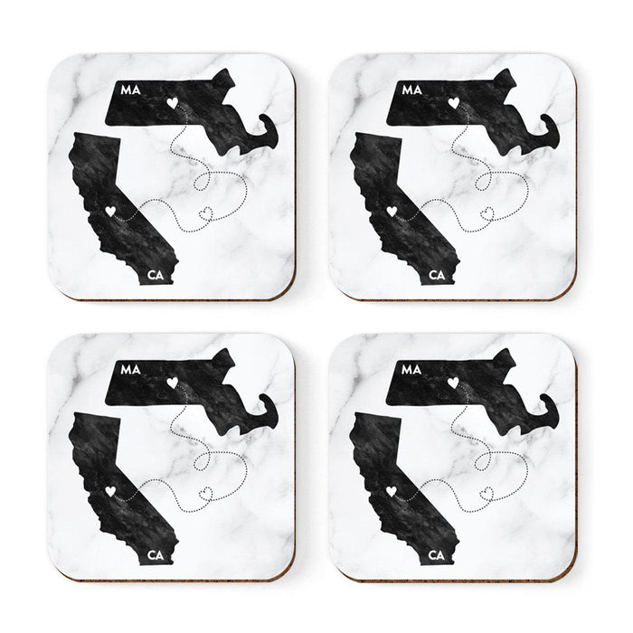 Square Coffee Drink Coasters Long Distance Gift, California-Set of 4-Andaz Press-Alabama-