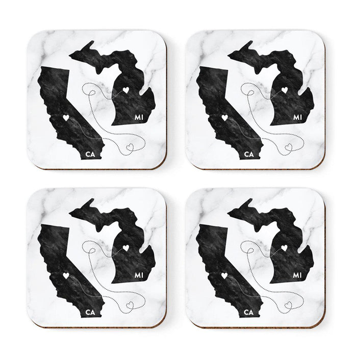 Square Coffee Drink Coasters Long Distance Gift, California-Set of 4-Andaz Press-Alabama-