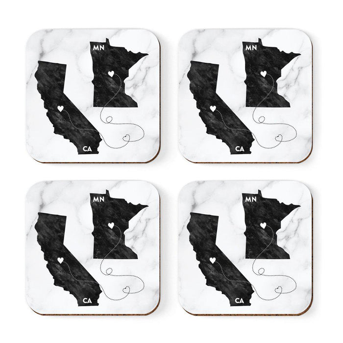 Square Coffee Drink Coasters Long Distance Gift, California-Set of 4-Andaz Press-Alabama-