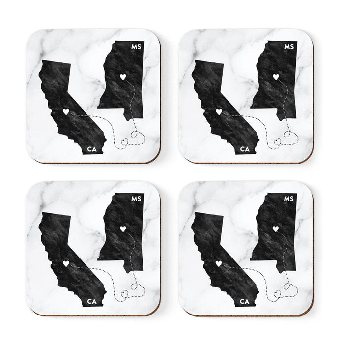 Square Coffee Drink Coasters Long Distance Gift, California-Set of 4-Andaz Press-Alabama-