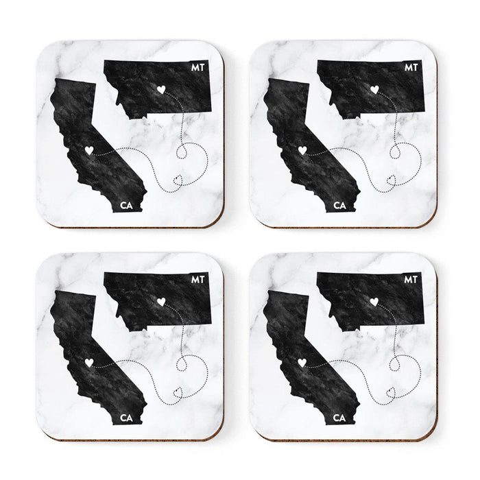 Square Coffee Drink Coasters Long Distance Gift, California-Set of 4-Andaz Press-Alabama-