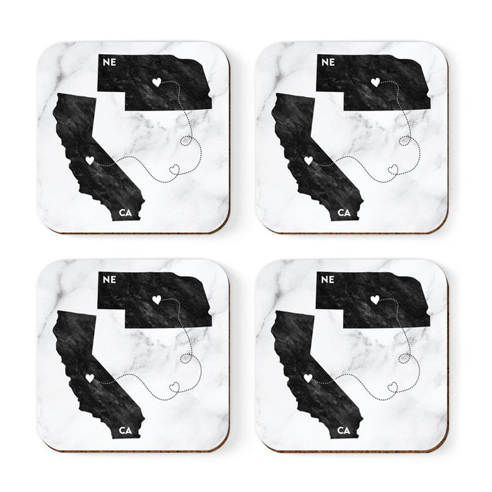 Square Coffee Drink Coasters Long Distance Gift, California-Set of 4-Andaz Press-Alabama-