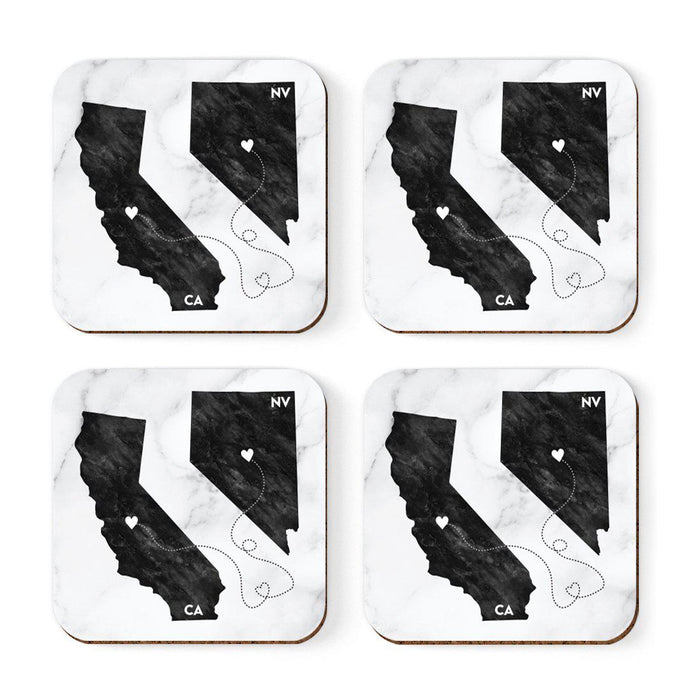 Square Coffee Drink Coasters Long Distance Gift, California-Set of 4-Andaz Press-Alabama-