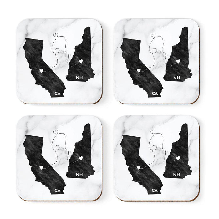 Square Coffee Drink Coasters Long Distance Gift, California-Set of 4-Andaz Press-Alabama-