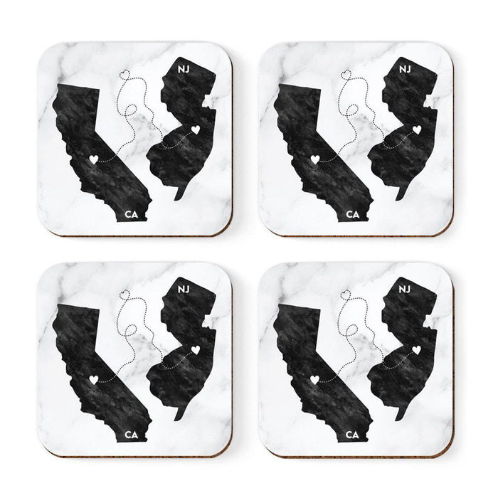 Square Coffee Drink Coasters Long Distance Gift, California-Set of 4-Andaz Press-Alabama-