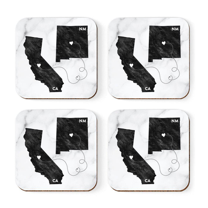 Square Coffee Drink Coasters Long Distance Gift, California-Set of 4-Andaz Press-Alabama-