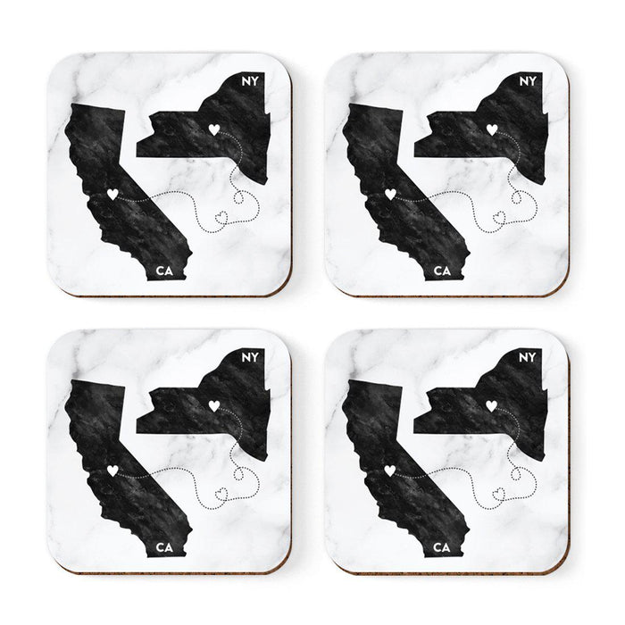 Square Coffee Drink Coasters Long Distance Gift, California-Set of 4-Andaz Press-Alabama-