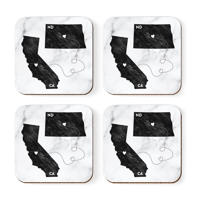 Square Coffee Drink Coasters Long Distance Gift, California-Set of 4-Andaz Press-Alabama-