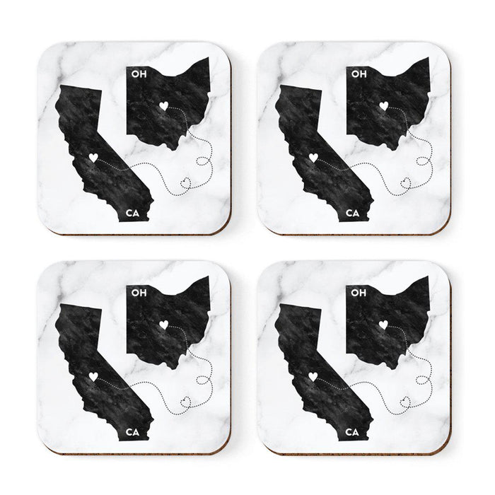 Square Coffee Drink Coasters Long Distance Gift, California-Set of 4-Andaz Press-Alabama-