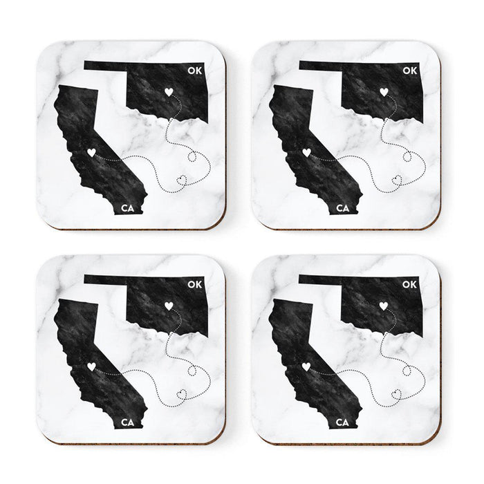 Square Coffee Drink Coasters Long Distance Gift, California-Set of 4-Andaz Press-Alabama-