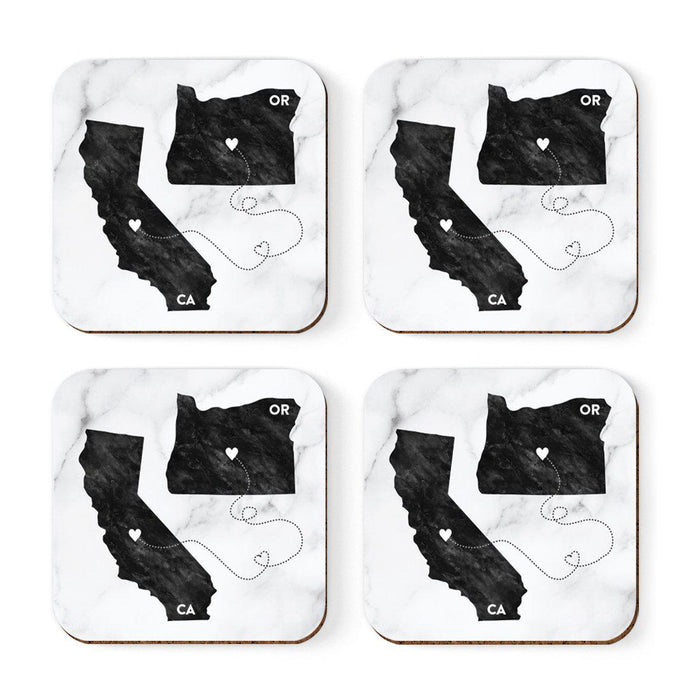 Square Coffee Drink Coasters Long Distance Gift, California-Set of 4-Andaz Press-Alabama-