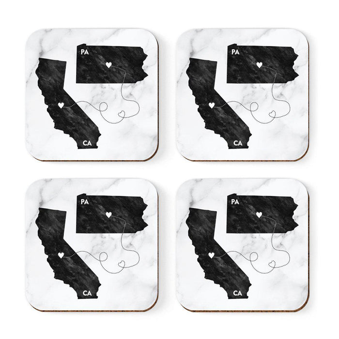 Square Coffee Drink Coasters Long Distance Gift, California-Set of 4-Andaz Press-Alabama-