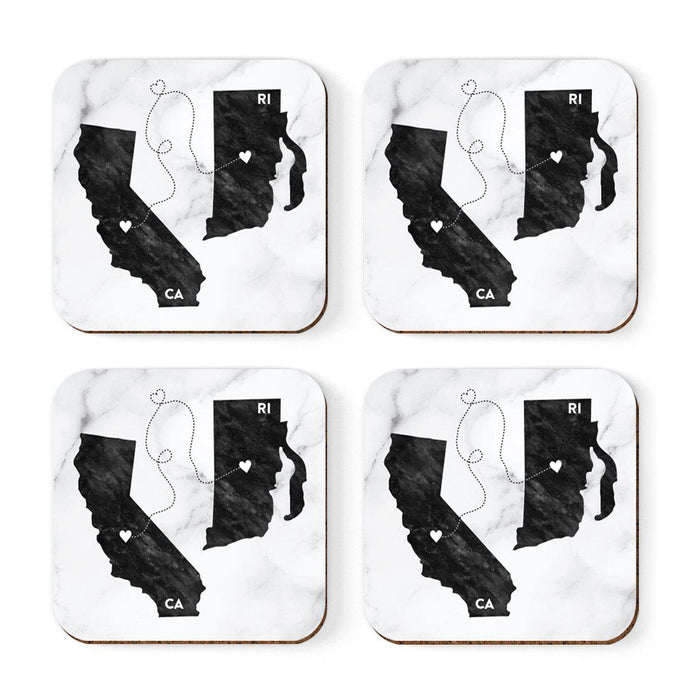 Square Coffee Drink Coasters Long Distance Gift, California-Set of 4-Andaz Press-Alabama-