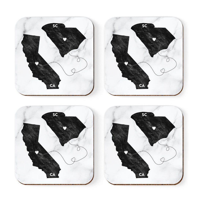 Square Coffee Drink Coasters Long Distance Gift, California-Set of 4-Andaz Press-Alabama-