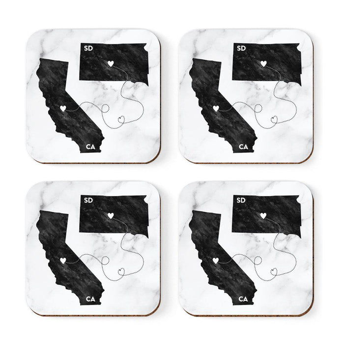 Square Coffee Drink Coasters Long Distance Gift, California-Set of 4-Andaz Press-Alabama-