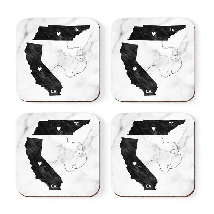 Square Coffee Drink Coasters Long Distance Gift, California-Set of 4-Andaz Press-Alabama-
