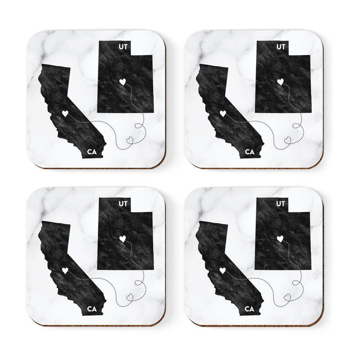 Square Coffee Drink Coasters Long Distance Gift, California-Set of 4-Andaz Press-Alabama-