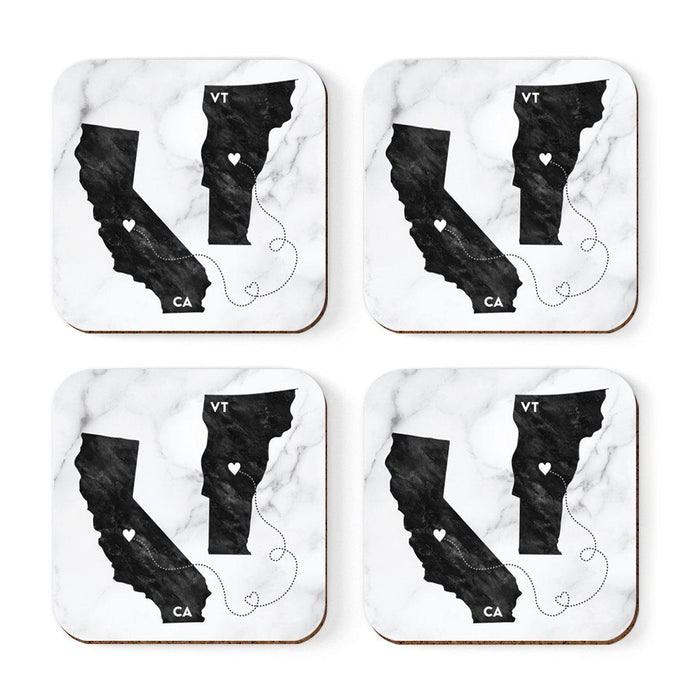 Square Coffee Drink Coasters Long Distance Gift, California-Set of 4-Andaz Press-Alabama-