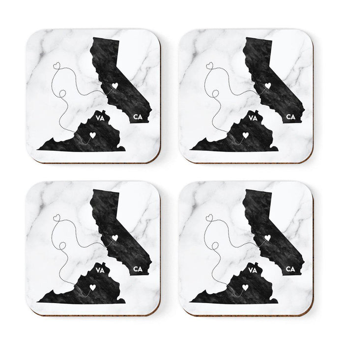 Square Coffee Drink Coasters Long Distance Gift, California-Set of 4-Andaz Press-Alabama-