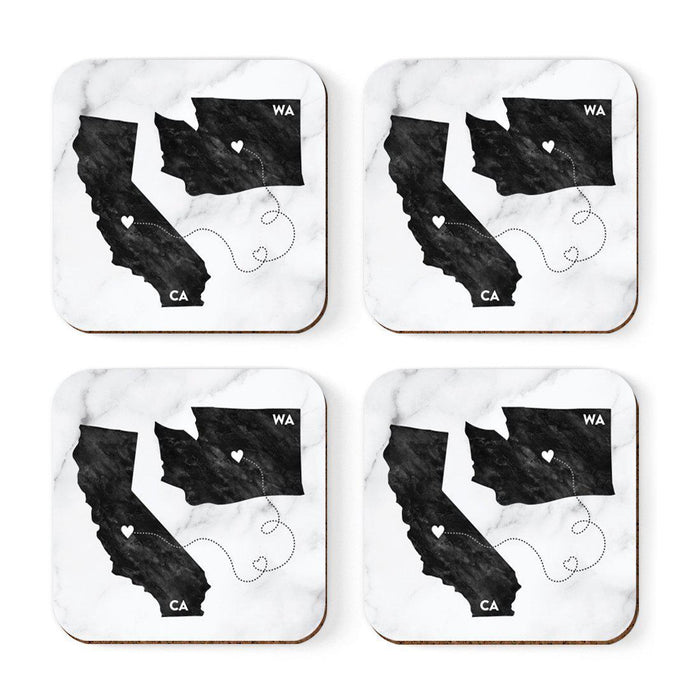 Square Coffee Drink Coasters Long Distance Gift, California-Set of 4-Andaz Press-Alabama-