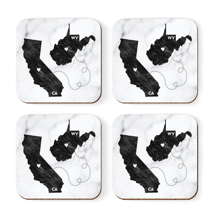 Square Coffee Drink Coasters Long Distance Gift, California-Set of 4-Andaz Press-Alabama-