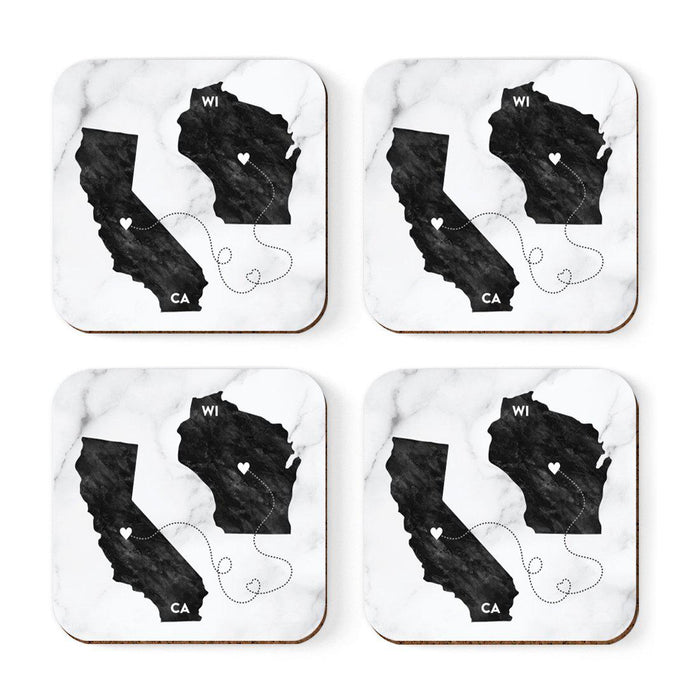 Square Coffee Drink Coasters Long Distance Gift, California-Set of 4-Andaz Press-Alabama-
