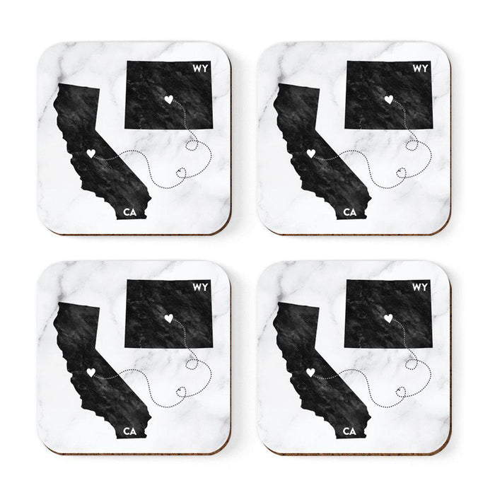 Square Coffee Drink Coasters Long Distance Gift, California-Set of 4-Andaz Press-Alabama-
