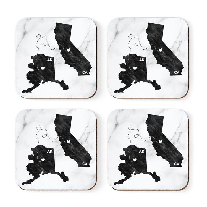 Square Coffee Drink Coasters Long Distance Gift, California-Set of 4-Andaz Press-Alabama-
