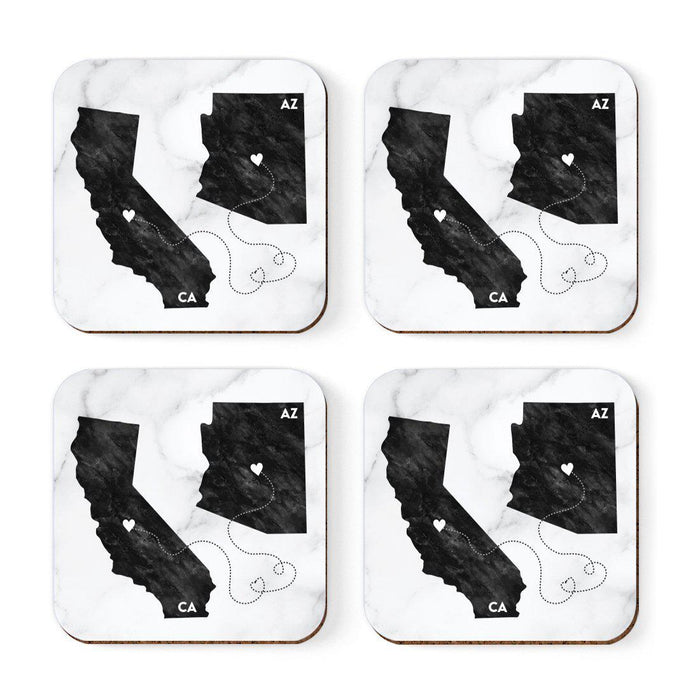 Square Coffee Drink Coasters Long Distance Gift, California-Set of 4-Andaz Press-Alabama-
