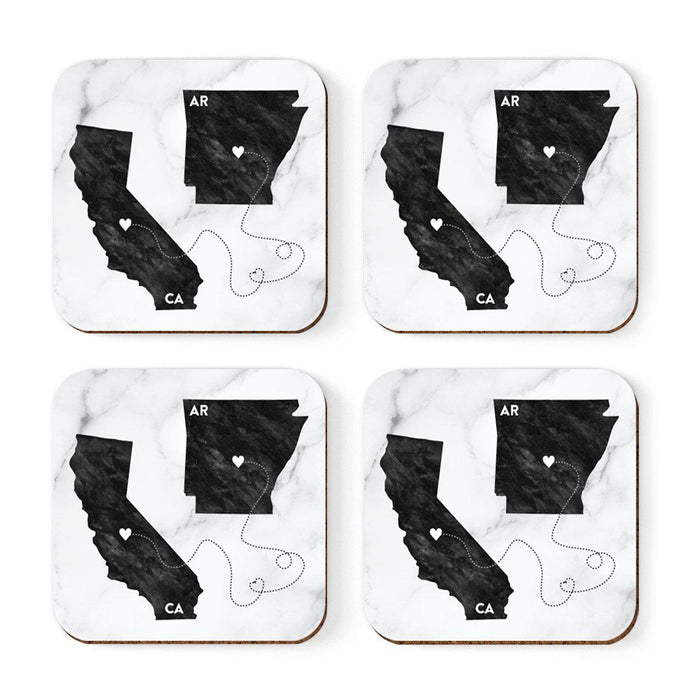 Square Coffee Drink Coasters Long Distance Gift, California-Set of 4-Andaz Press-Alabama-
