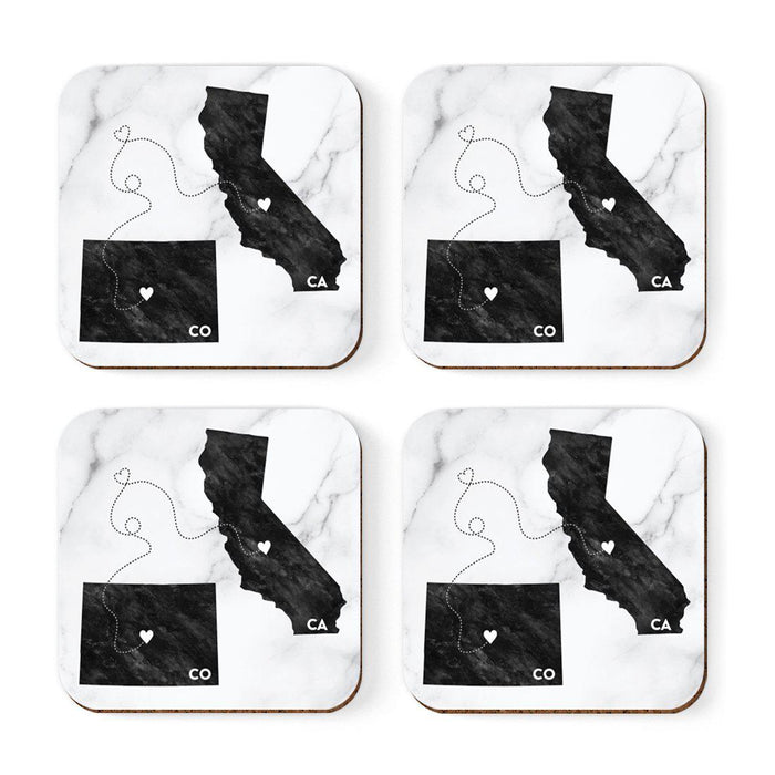 Square Coffee Drink Coasters Long Distance Gift, California-Set of 4-Andaz Press-Alabama-
