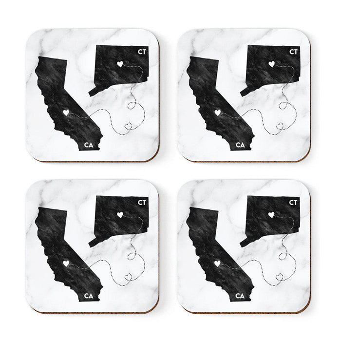 Square Coffee Drink Coasters Long Distance Gift, California-Set of 4-Andaz Press-Alabama-
