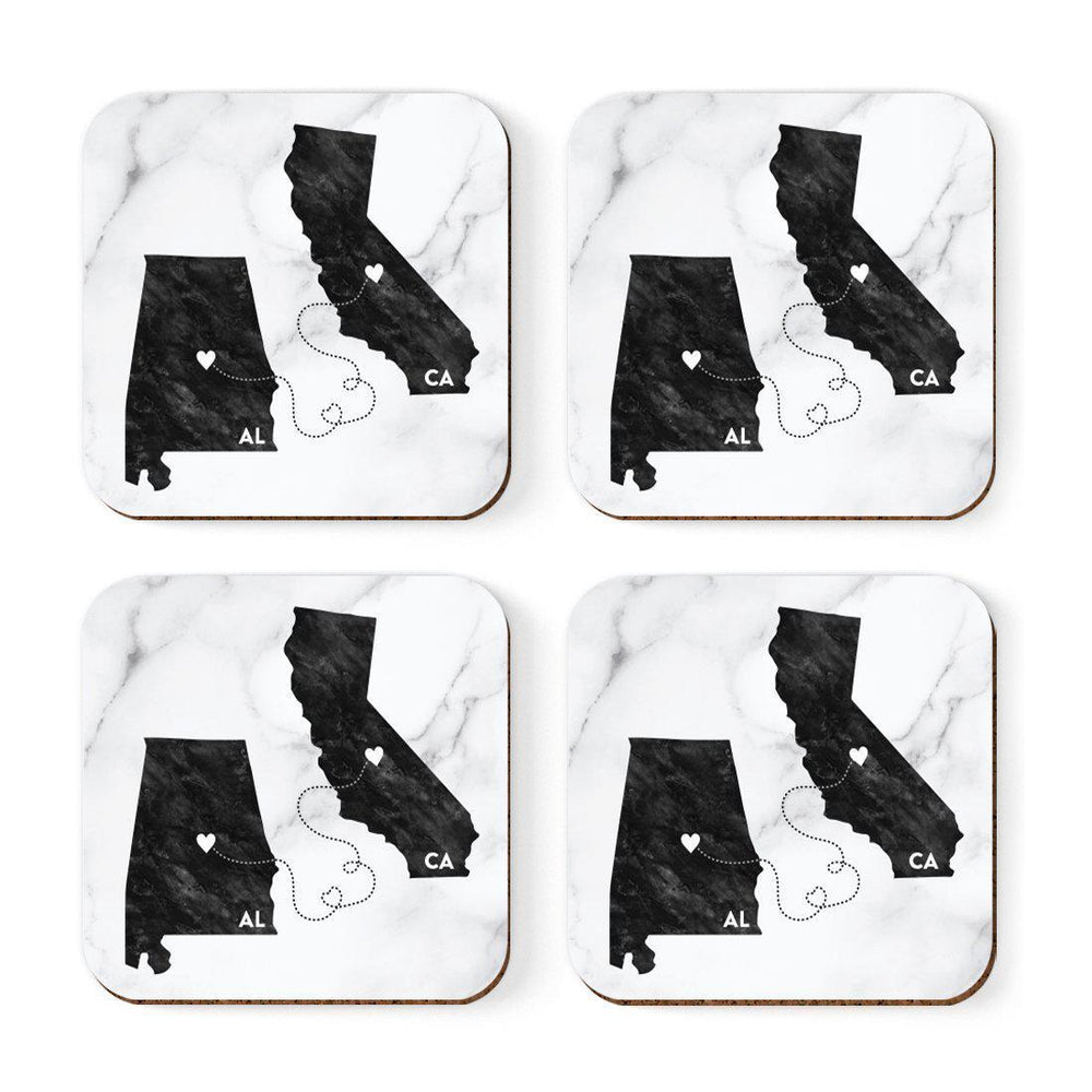 Square Coffee Drink Coasters Long Distance Gift, California-Set of 4-Andaz Press-Alabama-