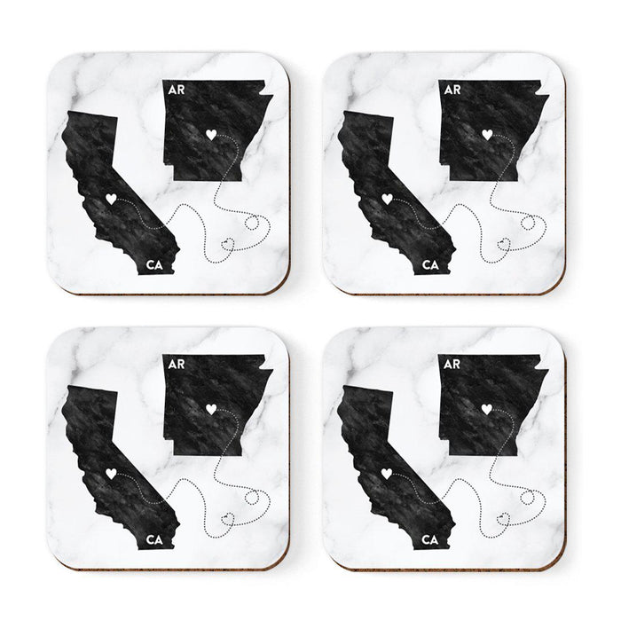 Square Coffee Drink Coasters Long Distance Gift, California-Set of 4-Andaz Press-Arkansas-