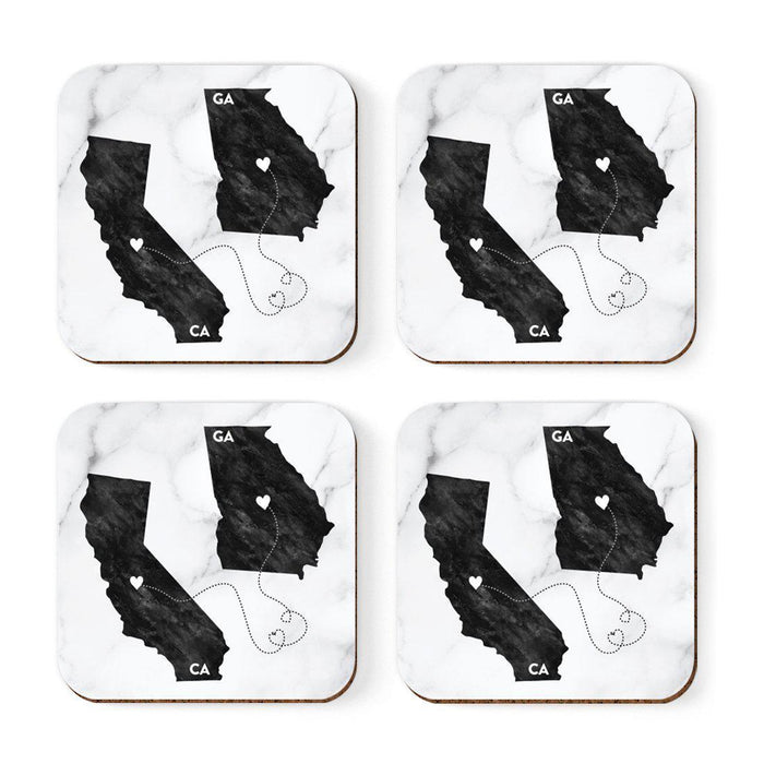 Square Coffee Drink Coasters Long Distance Gift, California-Set of 4-Andaz Press-Georgia-