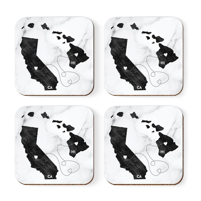 Square Coffee Drink Coasters Long Distance Gift, California-Set of 4-Andaz Press-Hawaii-