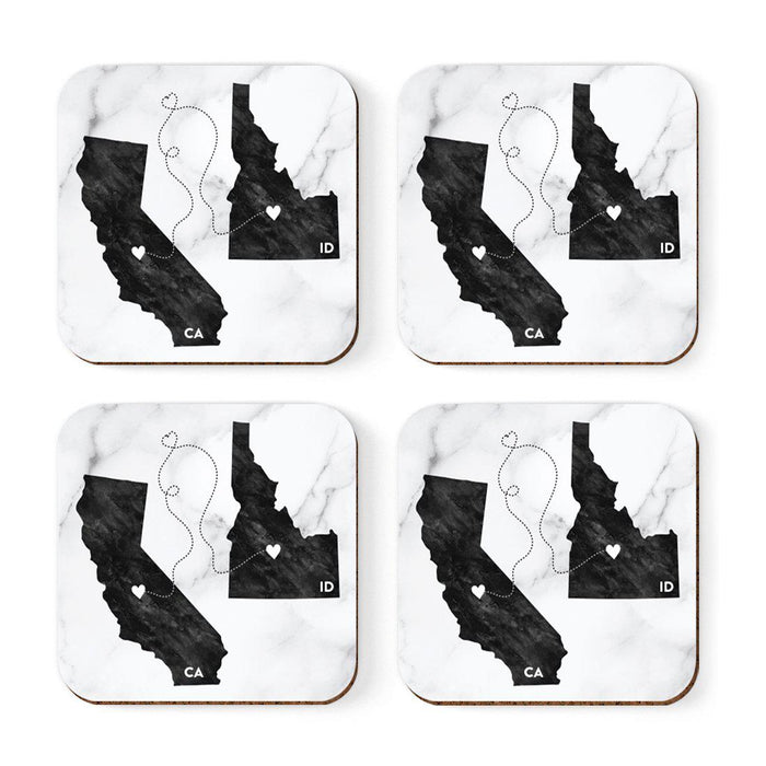 Square Coffee Drink Coasters Long Distance Gift, California-Set of 4-Andaz Press-Idaho-