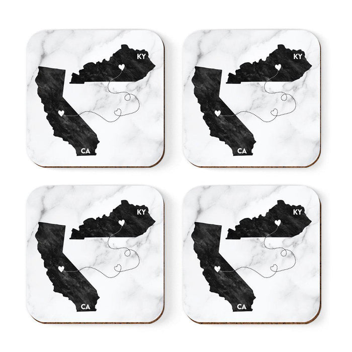 Square Coffee Drink Coasters Long Distance Gift, California-Set of 4-Andaz Press-Kentucky-