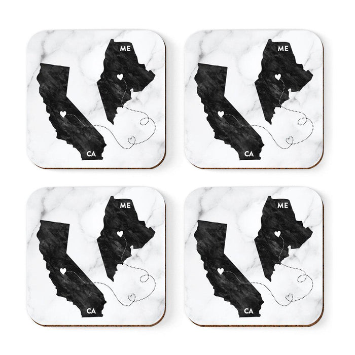 Square Coffee Drink Coasters Long Distance Gift, California-Set of 4-Andaz Press-Maine-