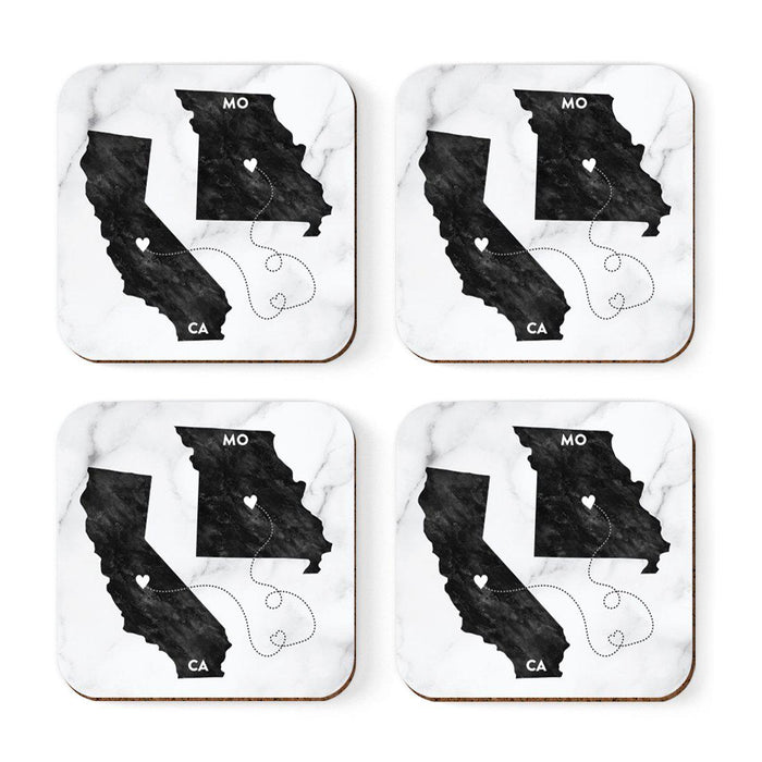 Square Coffee Drink Coasters Long Distance Gift, California-Set of 4-Andaz Press-Missouri-