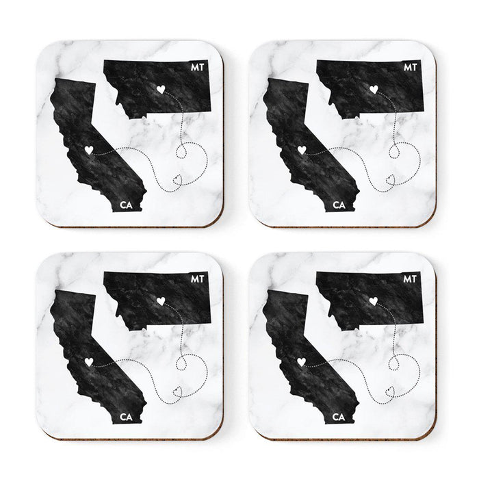 Square Coffee Drink Coasters Long Distance Gift, California-Set of 4-Andaz Press-Montana-