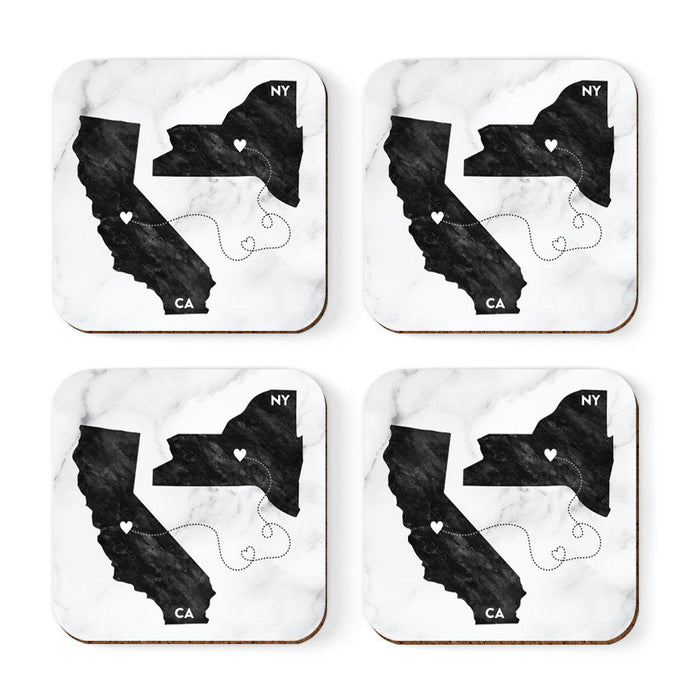 Square Coffee Drink Coasters Long Distance Gift, California-Set of 4-Andaz Press-New York-
