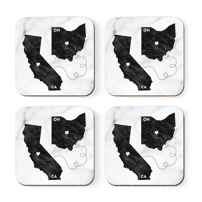 Square Coffee Drink Coasters Long Distance Gift, California-Set of 4-Andaz Press-Ohio-