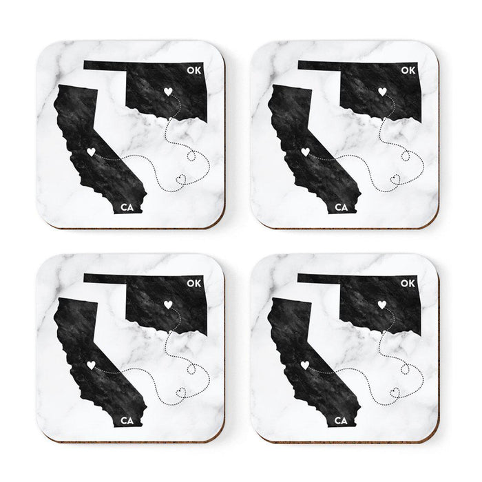 Square Coffee Drink Coasters Long Distance Gift, California-Set of 4-Andaz Press-Oklahoma-