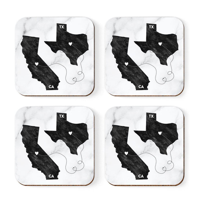 Square Coffee Drink Coasters Long Distance Gift, California-Set of 4-Andaz Press-Texas-