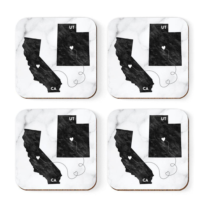 Square Coffee Drink Coasters Long Distance Gift, California-Set of 4-Andaz Press-Utah-