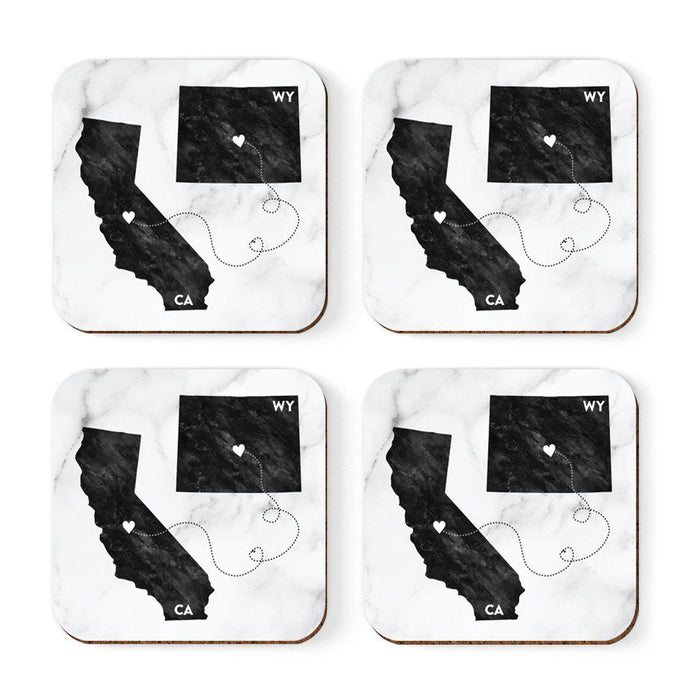 Square Coffee Drink Coasters Long Distance Gift, California-Set of 4-Andaz Press-Wyoming-